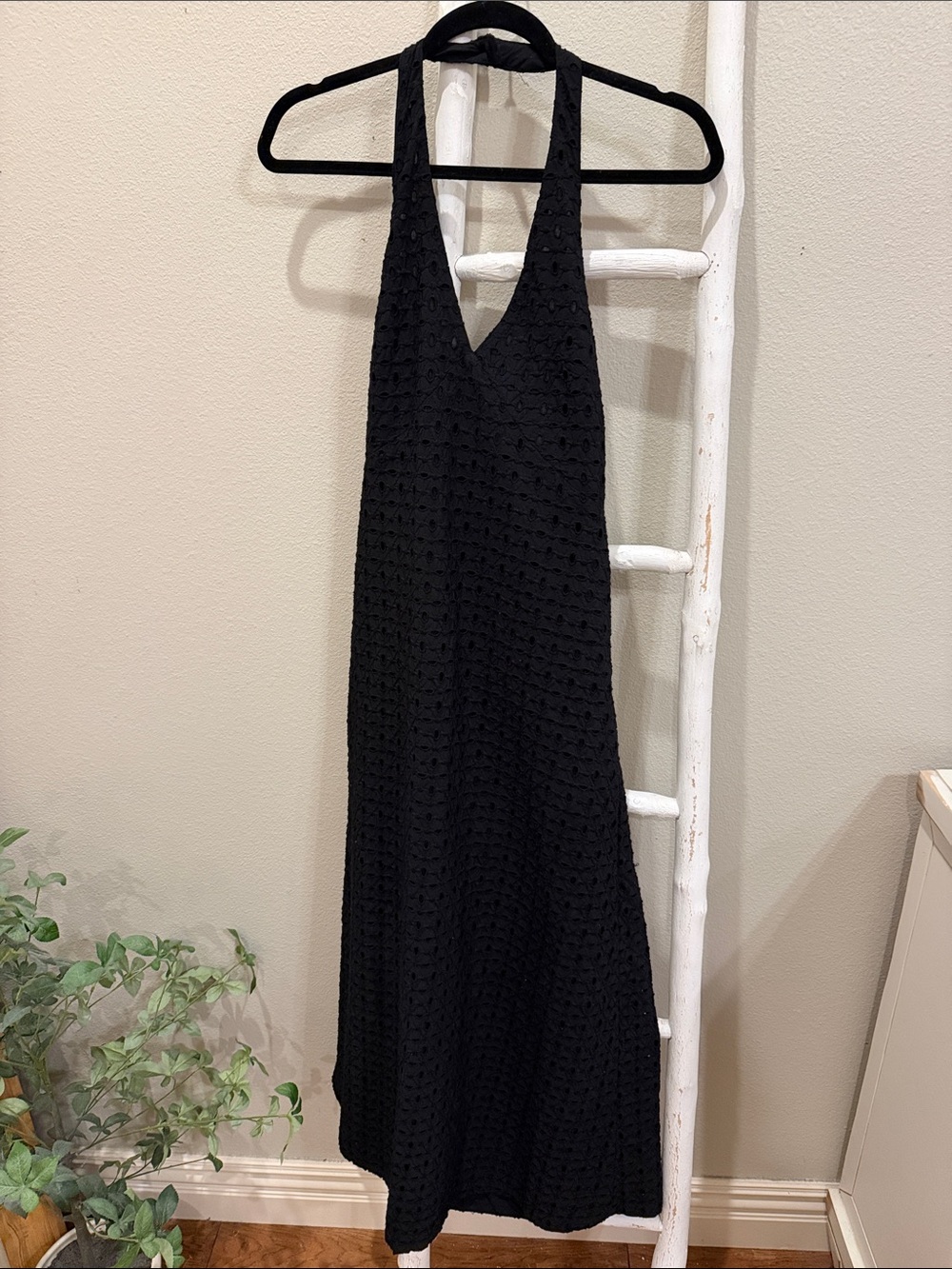 A New Day Black Halter Maxi Dress - Elegant Knit Detail